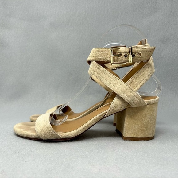 Arturo Chiang Cream Suede Strapping Open Toe Heels, Women’s Size 8M - Picture 4 of 12